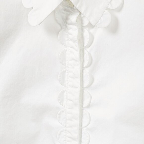 Burberry White Cotton-Poplin Scalloped-Trim Buttoned Shirt - Picture 7 of 12